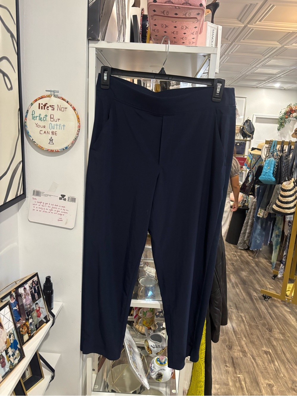 Athleta Navy Pull-On Cropped Straight Leg Pants